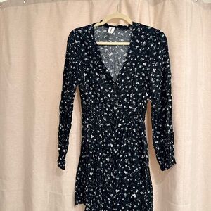 Abound Black Floral Long Sleeve Dress